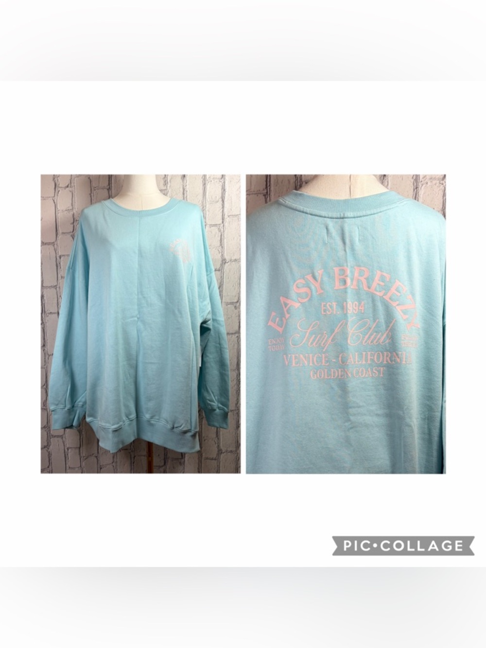 Old Navy Size:XL Women Oversized Light Blue Crewneck Sweatshirt Tunic Length